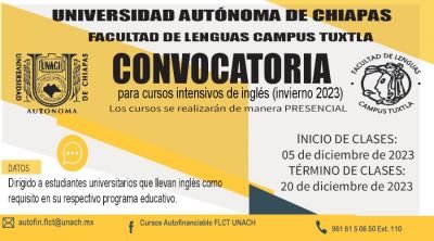 Convocatoria para cursos intensivos de inglés - Invierno 2023